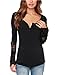 ZANZEA Women's Sexy Casual Lace V-Neck Button Long Sleeve T-Shirt Tops Blouse