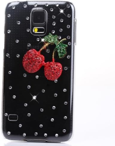 EVTECH(TM) Full Rhinestones Cherry Series Luxury Crystal Diamond Bling Design Hard Faceplate Protector Cover Case for Samsung Galaxy S5 I9600 Samsung Galaxy S5/ GS 5 AT&amp;T G900A/ Sprint G900P/ Verizon G900V/ T-mobile G900T (100% Handcrafted)