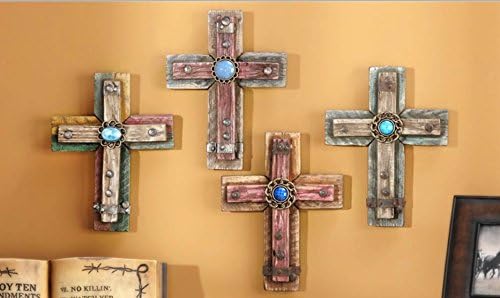 4 Pc Southwestern Inspirational Rustic Wall Cross Set Christian Home Decor 8"