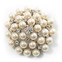 Snow White Glass Pearl Corsage Brooch