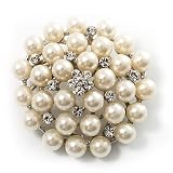 Snow White Glass Pearl Corsage Brooch
