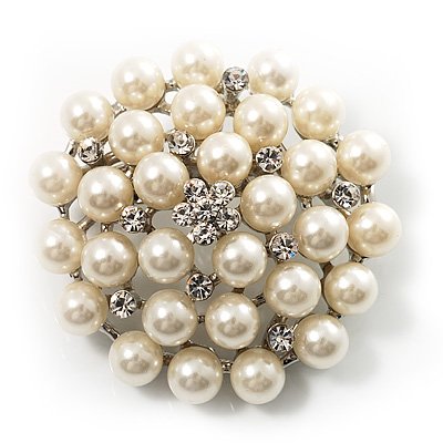 Produkt-Bild: Schneewei&szlig;e Glasperlen-Corsage-Brosche