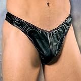 Men's Unique Leather Thong Lycra Back One Size