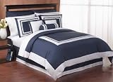Navy Hotel Spa Collection Duvet Comforter Cover 6 piece Bedding Set - King Size