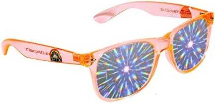 Rainbow OPTX Fireworks Diffraction Glasses Plastic Rave Glasses (Transparent Rose / Clear Lenses)