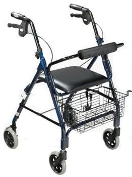 Rollator Aluminum Rolling Walker With Lever Loop Lock, Blue