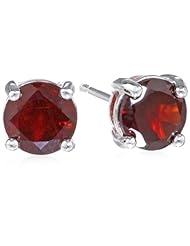 Sterling Silver 6mm Garnet Stud Earrings