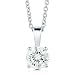 Sterling Silver Round Cubic Zirconia CZ Solitaire Pendant Necklace 7mm image 2