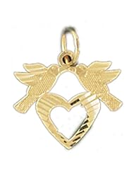 Dazzlers Solid 14k Gold Lovebirds Charm Pendant Available in three colors from jewelsberry (weights: 0.6 grams only)