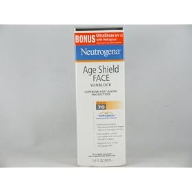 Neutrogena Age Shield Face Sunblock SPF 70 3 oz with Bonus UltraSheer SPF70 0.5 oz