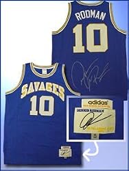 Dennis Rodman Signed Authentic Savages Blue Jersey - Authentic Celebrity Autographed