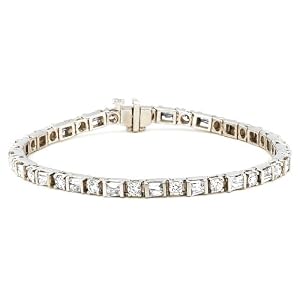 14k White Gold Baguette and Round Diamond Tennis Bracelet (3.40 cttw, H-I... by