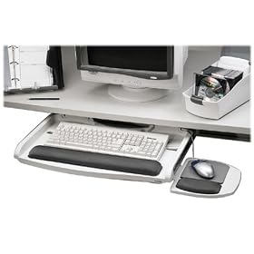 Fellowes Keyboard Manager w/Gliding Mouse Tray - Keyboard arm mount tray - gray
