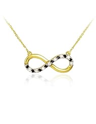 Infinity Pendant 14k Polished Gold Necklace with Clear & Black Diamonds