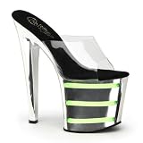 7 1/2 Inch Neon Green UV Lines Chrome Platform Stripper Shoes Sexy Dancing Shoes Clubbing