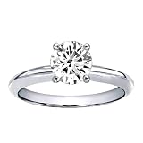 1.25 cts Genuine White Topaz Solitaire Engagement Ring - 14kt White or Yellow Gold