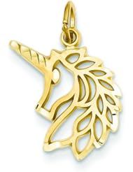 14K Yellow Gold Unicorn Charm Pendant FindingKing
