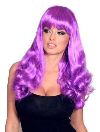 Katy Perry Style Bright Purple Long Curly Wig With Fringe