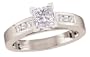 14k White Gold Princess Cut Center with Round Side Stones Ring  (5/8ctw, I,  I1)