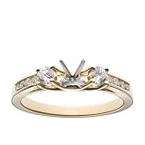 14k Yellow Gold Channel Set Round Brilliant Diamond Engagement Ring Setting (3/8 ct tw, I, I1)