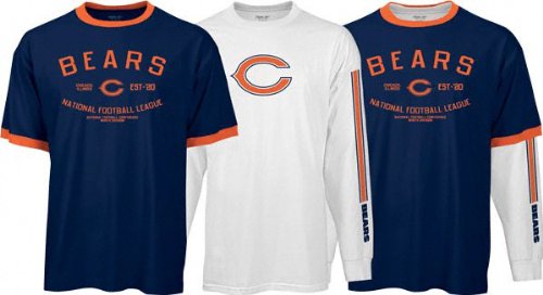 Chicago Bears Navy/White Team-Up Short Sleeve/Long Sleeve Combo Pack