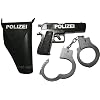 Polizei-Set 3-teilig, Pistole, Halfter und Handschellen (Karneval)