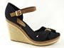 Tommy Hilfiger Emery 16 sandali zeppa donna tessuto pelle NERO