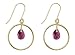 10k Yellow Gold, June Birthstone, Rhodolite Briolette Dangle Earrings
