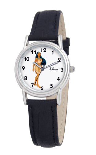 Disney Women's D083S005 Pocahontas Black Leather Strap Watch