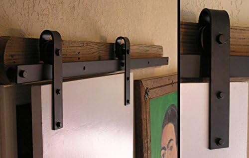 Agave Ironworks - 8' Ft. Flat Track Door Hardware Kit - Smooth Black - RH001-8-01-F