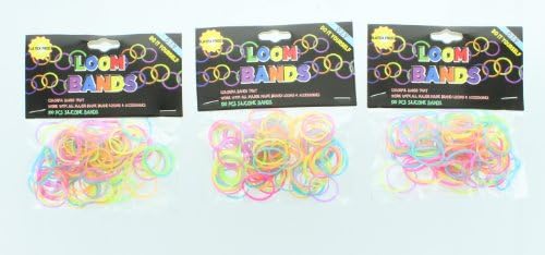 Rubber Bands, Rubber Bandz, Use in Rainbow Looms, 3pk Multi Color, Pastel Colors Loom Bands. Great for Girls