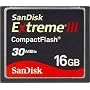 SanDisk SDCFX3-016G-A31 16 GB Extreme III CompactFlash Card (Retail Package)