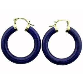 Lapis Traditional Hoop Earrings, 14k Gold by 