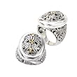 925 Silver Oval Filigree Swirl Ring with 18k Gold Accents- Sizes 6-8