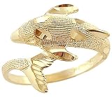 14k Yellow Gold Dolphin Elegant Animal Ladies Ring