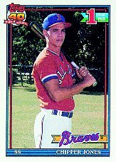 1991 Topps Chipper Jones Baseball Rookie Card In Protective Display Case
