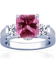 Platinum Emerald Cut Pink Sapphire Fana Designer Ring