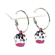 Hot Pink Ice Cream Cup Crystal Earrings Fashion Jewelry