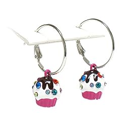 Hot Pink Ice Cream Cup Crystal Earrings Fashion Jewelry
