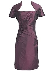 Taffeta Short Sleeves Pleated Mother-of-the-Bride Dress 