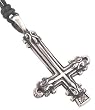 Antique Style Inverted Cross Pewter Pendant Necklace