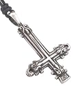 Antique Style Inverted Cross Pewter Pendant Necklace