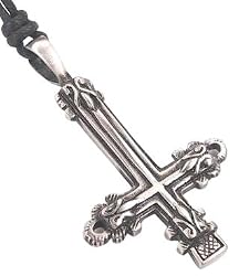 Antique Style Inverted Cross Pewter Pendant Necklace