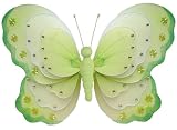 13″ Large Green & White Triple Layered Butterfly Decorations – butterflies hanging nylon nursery bedroom girls room ceiling wall decor, wedding birthday party baby bridal shower