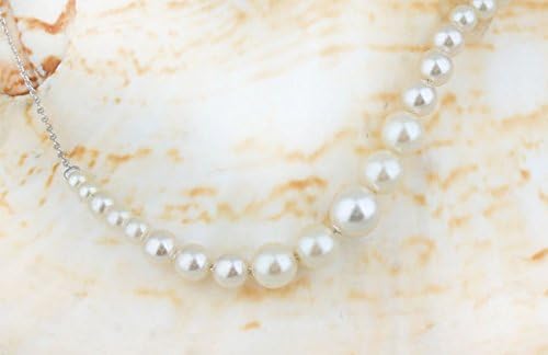 18K Gold GP Stunning White Swarovski Crystal Pearls Chain Necklace
