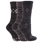 Ladies/Womens Thermal Winter Socks With Pattern (Pack Of 3)