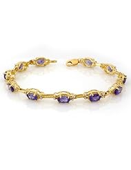 Genuine 8.0 ctw Tanzanite Bracelet 10K Yellow Gold