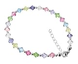 Made with Swarovski Elements® Multicolor Crystal .925 Sterling Silver Ankle Bracelet Anklet Lobster Clasp