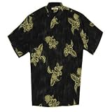 Tommy Bahama Big & Tall Floral Reflections Hawaiian Camp Shirt - BLACK