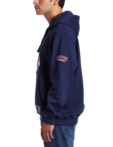 MLB Men's Boston Red Sox Be Proud Long Sleeve Hooded Fleece Pullover, Athletic Navy/Athletic Red, Medium